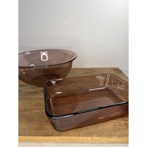 Pyrex Cranberry 3 Cup Baking Dish 7210 And Pyrex Mixing Bowl 1.5L Mint Vtg